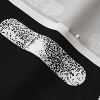 White on Black | Large Scale Inky Rounded Lines Pattern