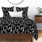 White on Black | Large Scale Inky Rounded Lines Pattern