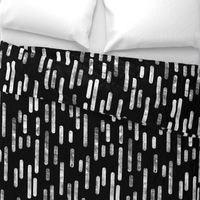 White on Black | Large Scale Inky Rounded Lines Pattern