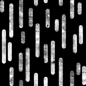 White on Black | Large Scale Inky Rounded Lines Pattern