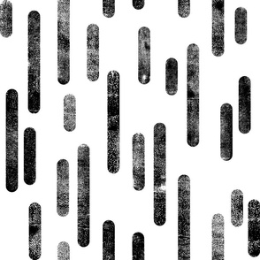 Black on White | Large Scale Inky Rounded Lines Pattern