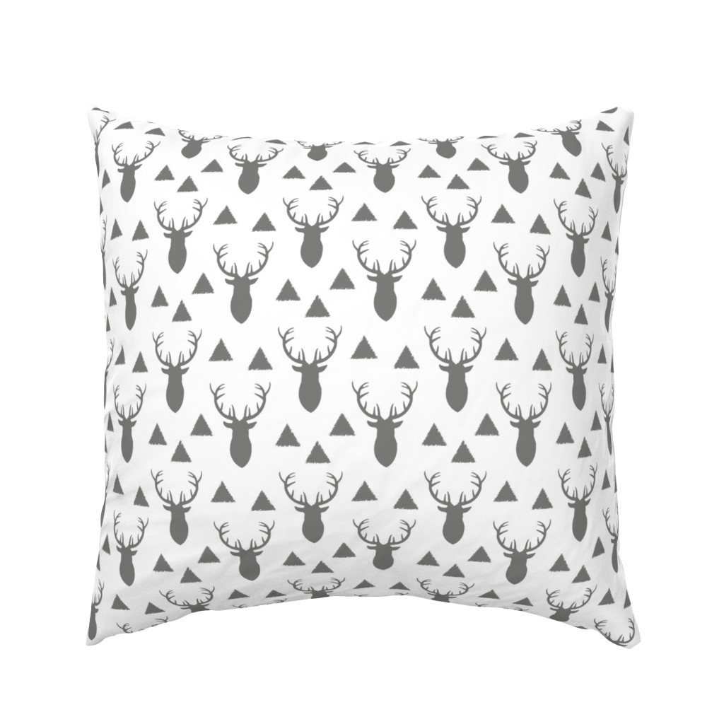 Deer Triangles Vintage Gray White