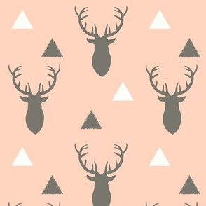 Gray and Pink Deer and Triangles