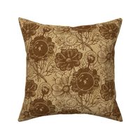 Flowers And Gears Vintage Brown