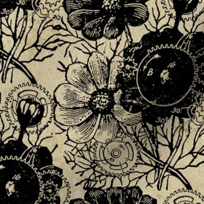 Vintage Flowers And Gears