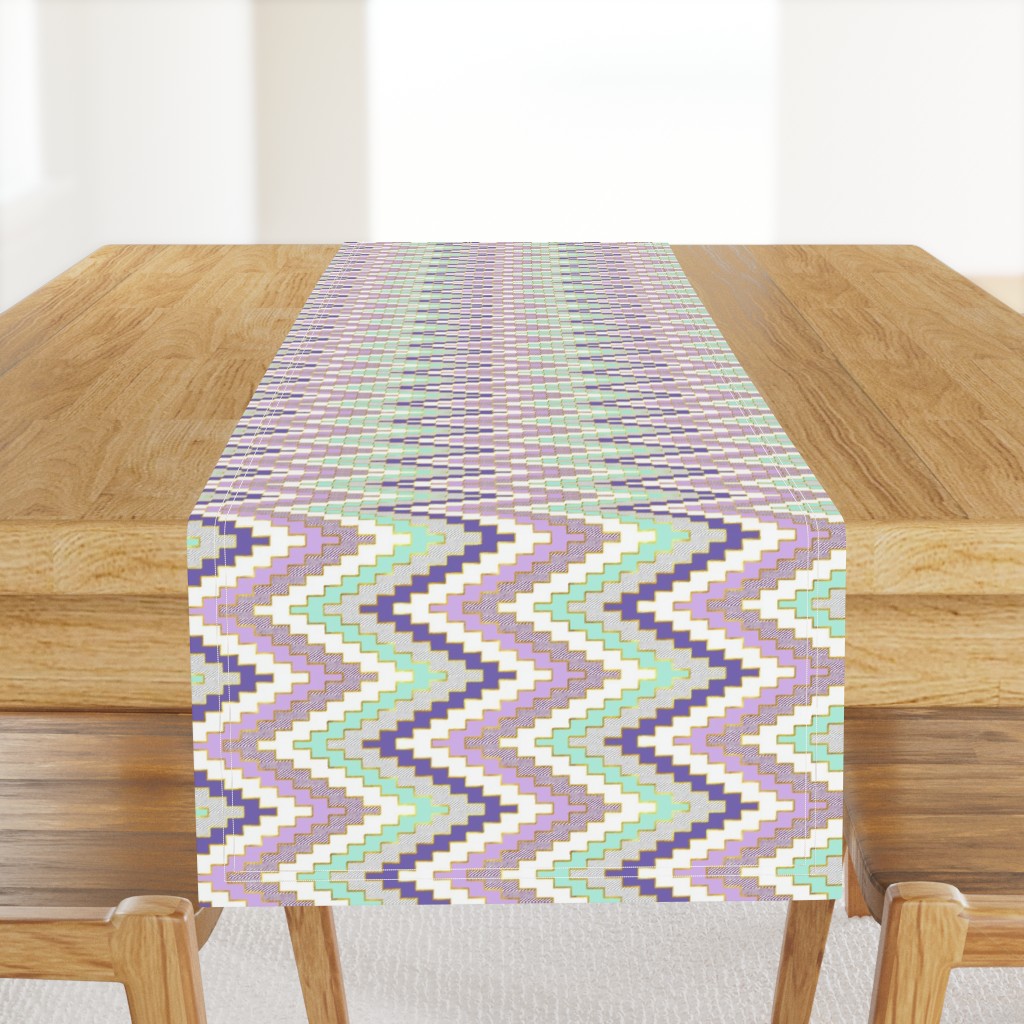 Small Scale Railroaded Bright Mint and Violet Chevron 