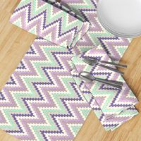 Small Scale Railroaded Bright Mint and Violet Chevron 