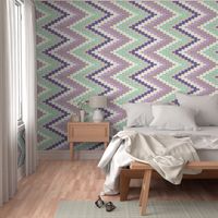 Small Scale Railroaded Bright Mint and Violet Chevron 