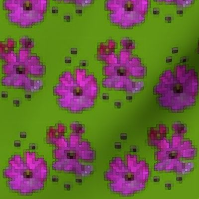 Digital Flowers - Pink on Lime Green