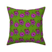 Digital Flowers - Pink on Lime Green