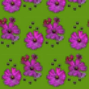 Digital Flowers - Pink on Lime Green