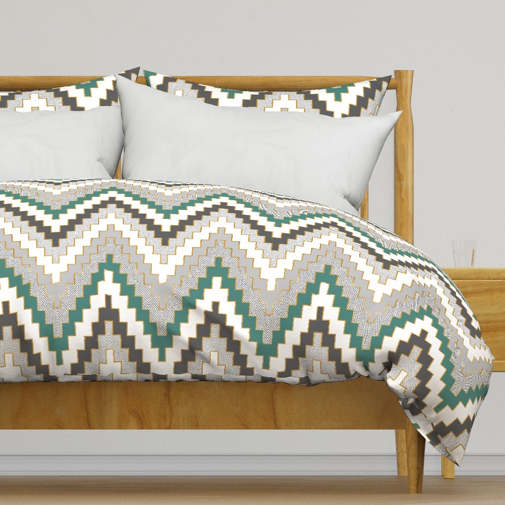 Luxe Chevron in Teal and Charcoal