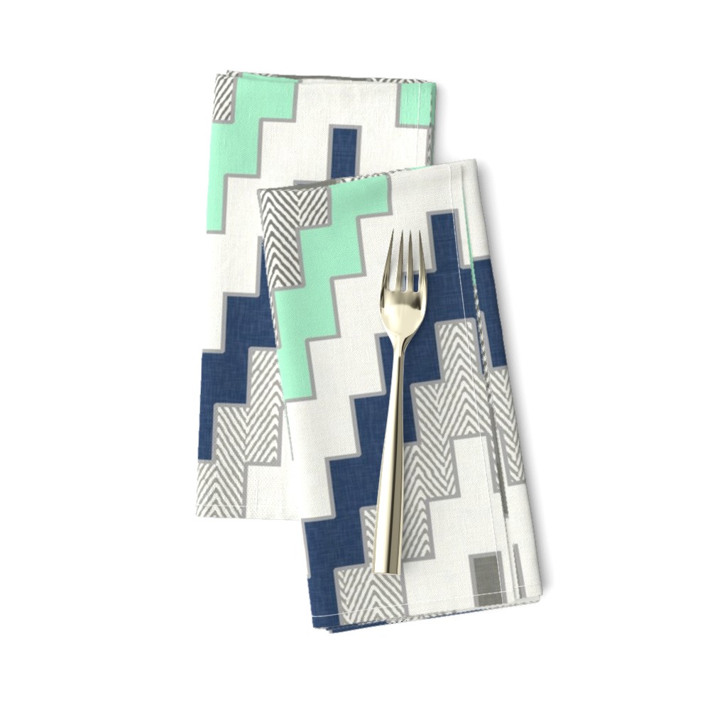 Luxe Chevron in Navy, Charcoal and Mint