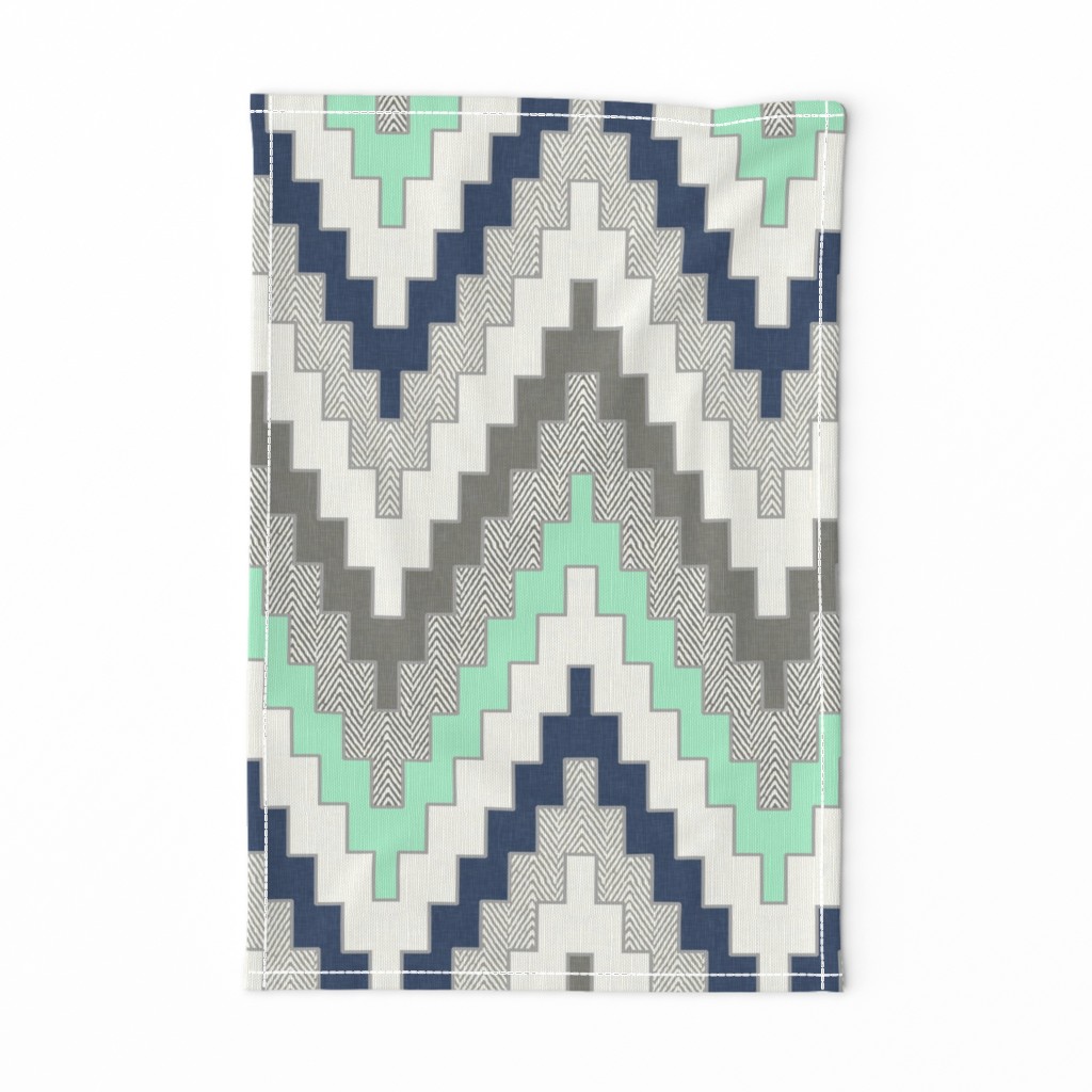 Luxe Chevron in Navy, Charcoal and Mint