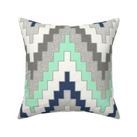 Luxe Chevron in Navy, Charcoal and Mint