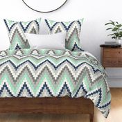 Luxe Chevron in Navy, Charcoal and Mint