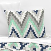 Luxe Chevron in Navy, Charcoal and Mint