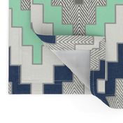 Luxe Chevron in Navy, Charcoal and Mint