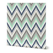 Luxe Chevron in Navy, Charcoal and Mint