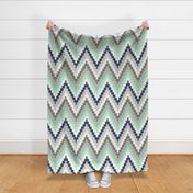 Luxe Chevron in Navy, Charcoal and Mint