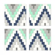 Luxe Chevron in Navy, Charcoal and Mint