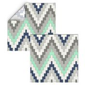 Luxe Chevron in Navy, Charcoal and Mint