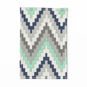 Luxe Chevron in Navy, Charcoal and Mint