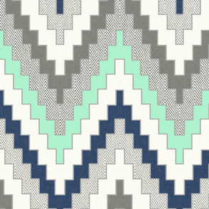 Luxe Chevron in Navy, Charcoal and Mint
