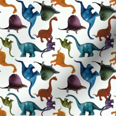 Colorful Dinosaurs on White Background