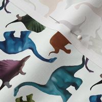Colorful Dinosaurs on White Background