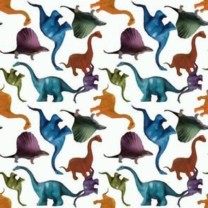 Colorful Dinosaurs on White Background