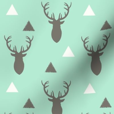 Gray and Mint Triangles and Deer