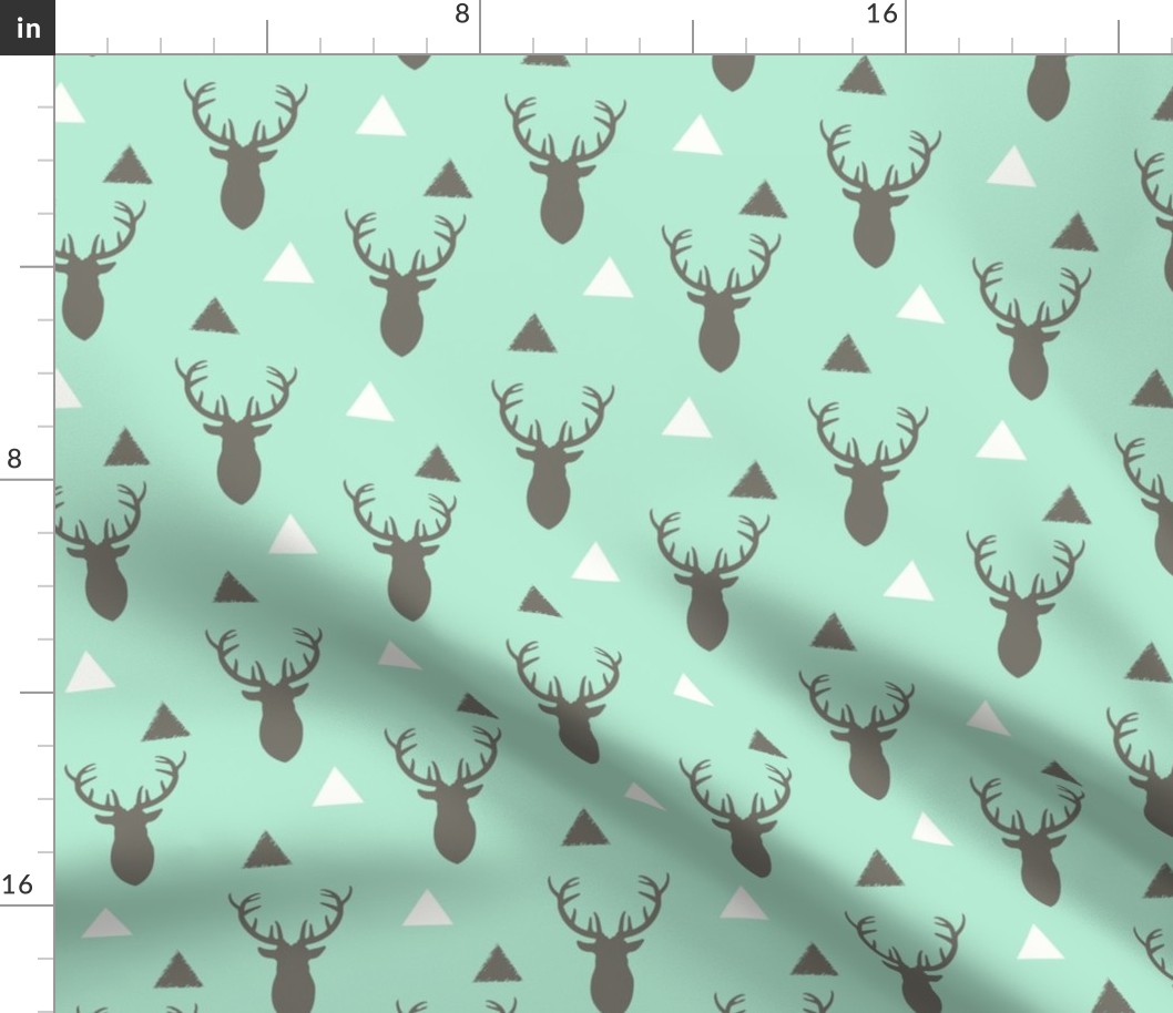 Gray and Mint Triangles and Deer