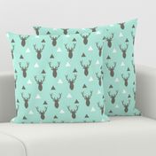 Gray White Aqua Deer Heads and Triangles