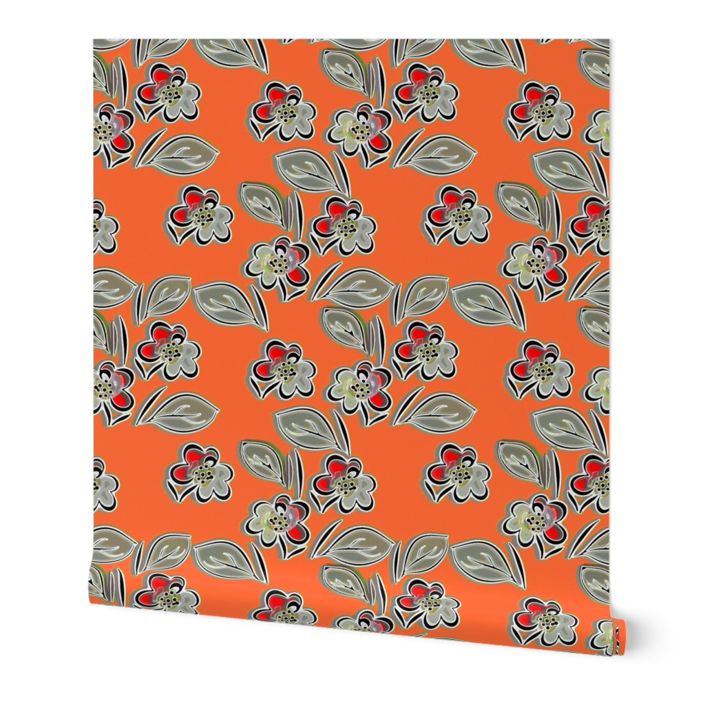 Folk floral orange