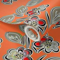 Folk floral orange