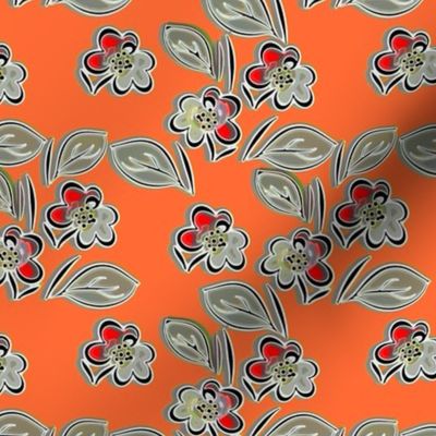 Folk floral orange