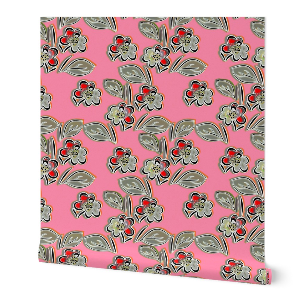 Folk floral pink