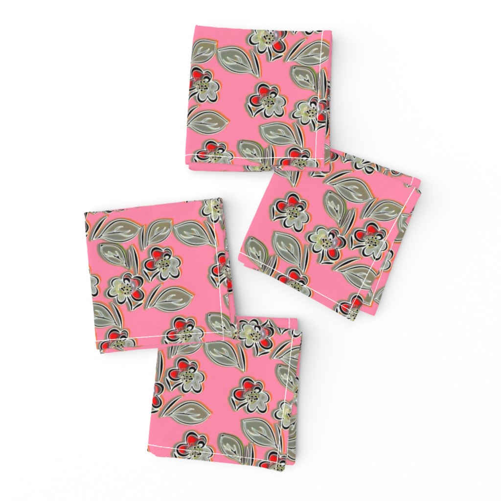 Folk floral pink