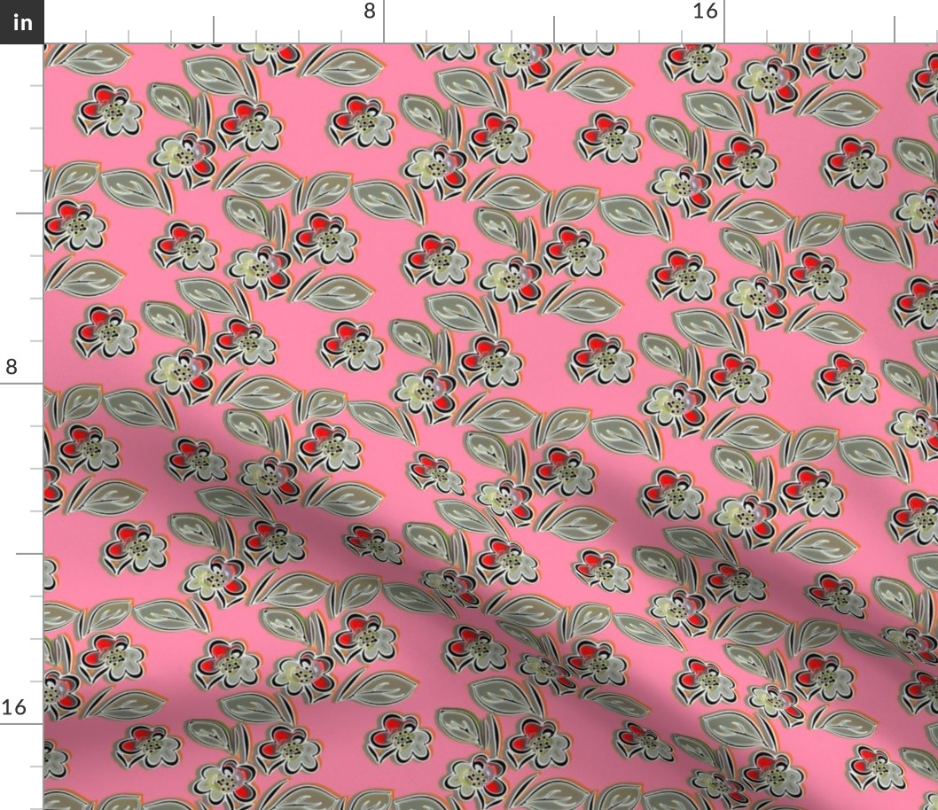 Folk floral pink