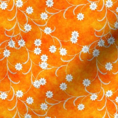 Folk Floral tangerine orange