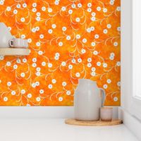 Folk Floral tangerine orange