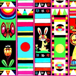 rainbows butterfly butterflies tulips triangles stripes flowers sun bunny bunnies lions colorful collage abstract vintage retro kitsch 