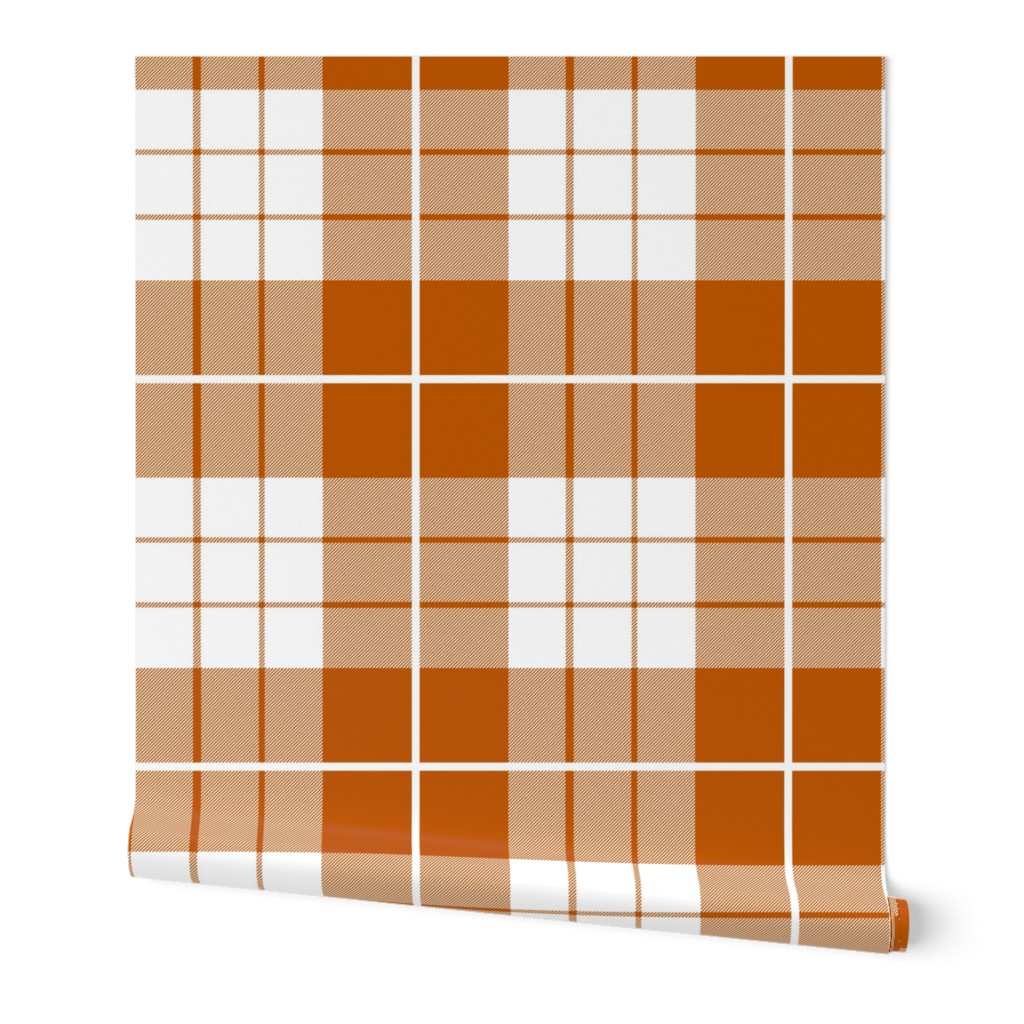 Spiced Pumpkin  and White ~ Traditional Plaid 