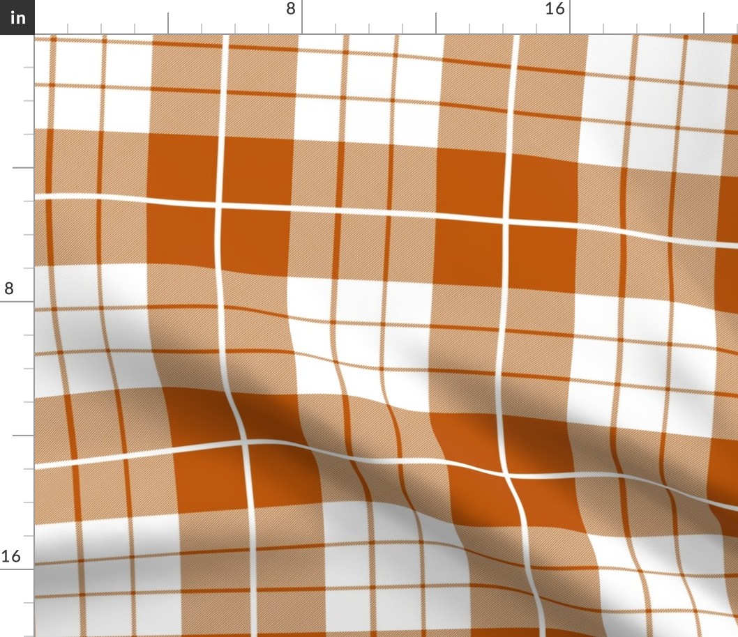 Spiced Pumpkin  and White ~ Traditional Plaid 