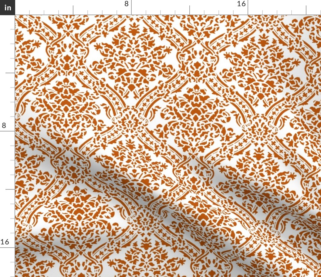 Spiced Pumpkin and White ~ Windsor Damask 