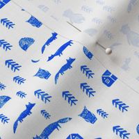 Fox and owls - Blue Ink stamps 