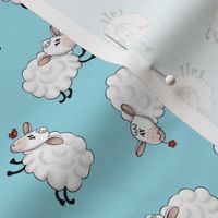 Ditsy Sheep Scatter - Aqua