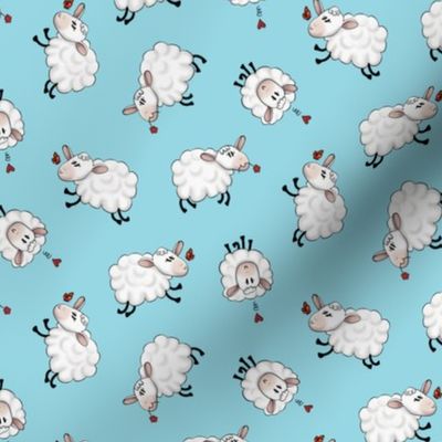 Ditsy Sheep Scatter - Aqua