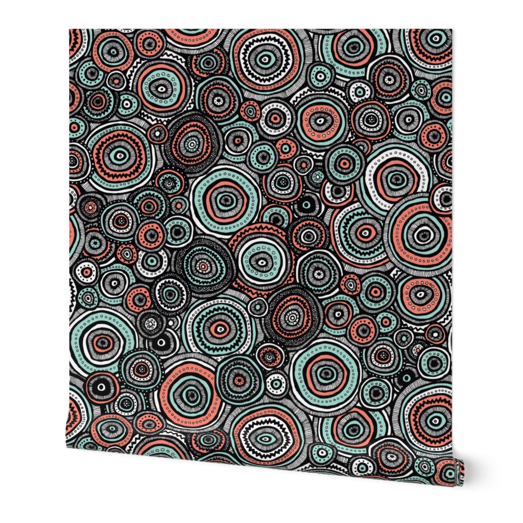 Tribal Circles (Coral and Mint)